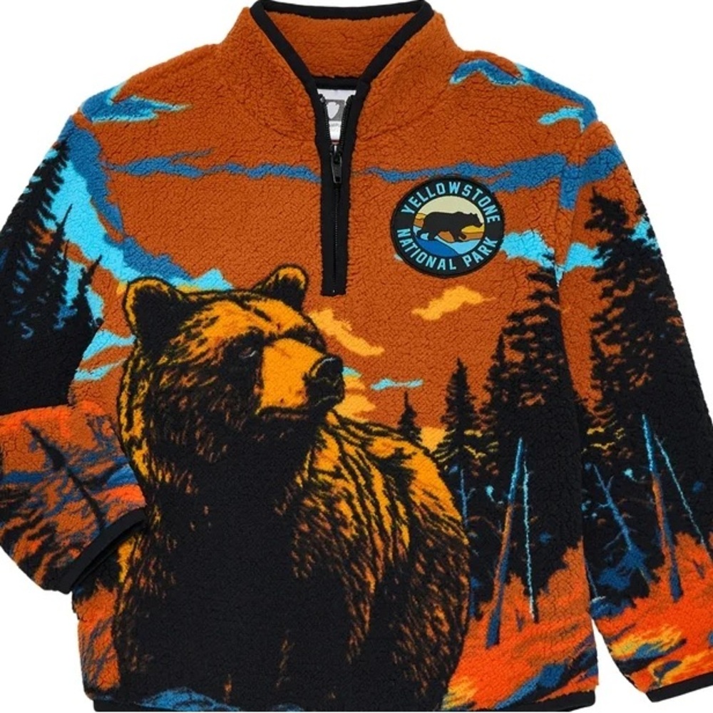 National Parks Rocky Mountains Boys Plush Quarter Zip Sweatshirt